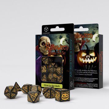 Набір кубиків Halloween Pumpkin Black & Glow in the dark Dice Set (7) SHAP02 фото
