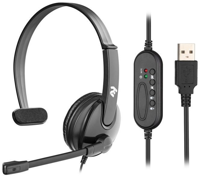 Гарнитура ПК моно On-ear 2E CH12 mini-jack, omni-mic, 1.2 м, чёрная 2E-CH12MJ фото