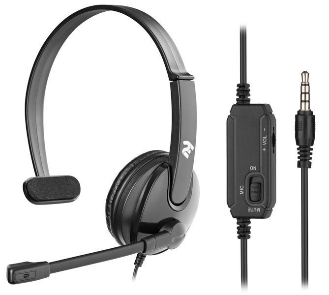 Гарнитура ПК моно On-ear 2E CH12 mini-jack, omni-mic, 1.2 м, чёрная 2E-CH12MJ фото