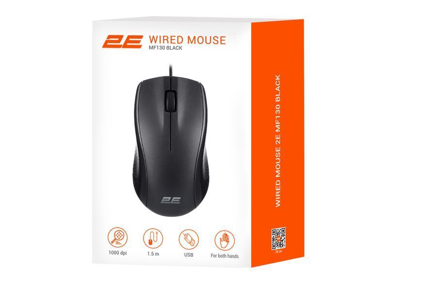 Миша 2E MF130, USB-A, чорний 2E-MF130UB фото