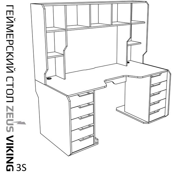 Стол ZEUS-Game™ Viking-3S, (1600x800/850 мм), черный-белый Vi-3SB фото