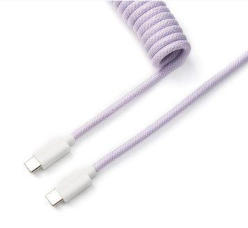 Кабель USB-A/USB-C > USB-C заряджання/синхронізації Keychron, 1.36м, Type-C, Coiled Aviator, фіолетовий CAB17_KEYCHRON фото