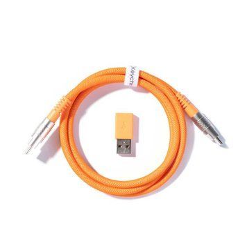 Кабель USB-A/USB-C > USB-C заряджання/синхронізації Keychron, 1м, Type-C, Double-Sleeved Geek, оранжевий CAB22_KEYCHRON фото