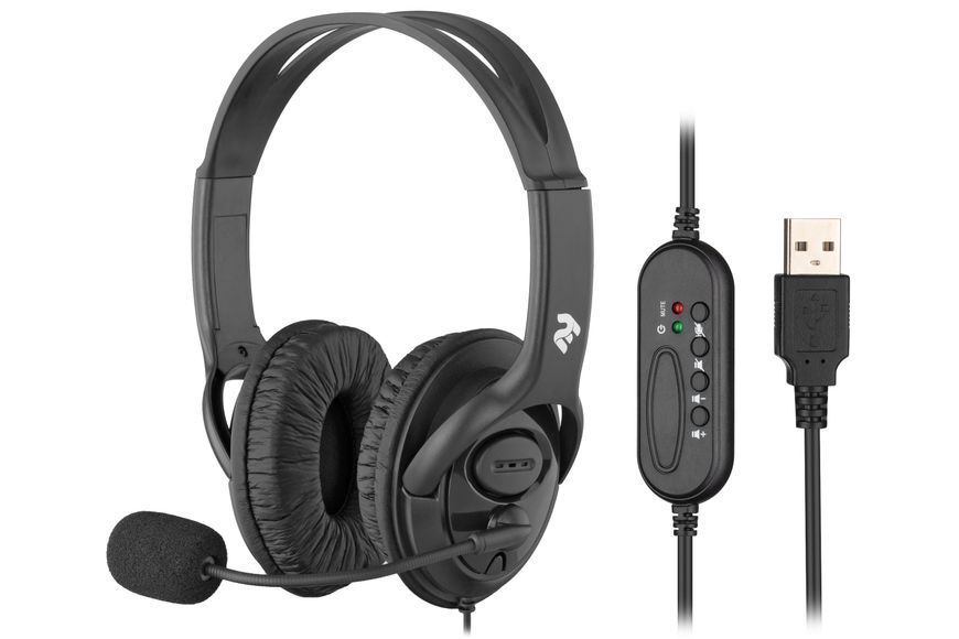 Гарнитура ПК стерео Over-ear 2E CH13 USB, omni-mic, 2 м, чёрная 2E-CH13SU фото