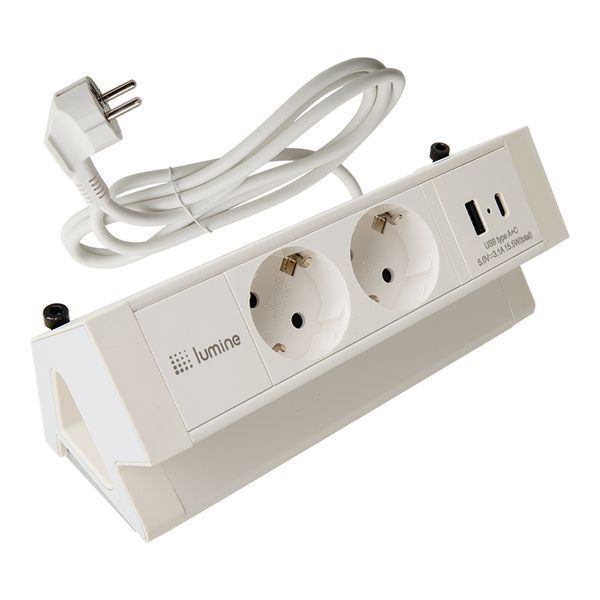 Накладний розетковий блок Lumine ORION 2xрозетки, 2xUSB A+C (15,5W), білий 171919 фото