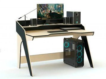 Геймерський стіл ZEUS-Game GEROY-3 чорно-бежевий GE-3BBG фото