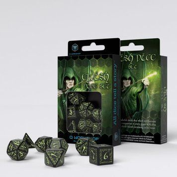 Набор кубиков Elvish Black & glow-in-the-dark Dice Set (7) SELV04 фото