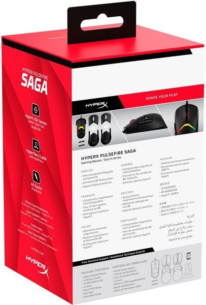 Мышь HyperX Pulsefire SAGA, RGB, USB-A, чёрный A2PB3AA фото