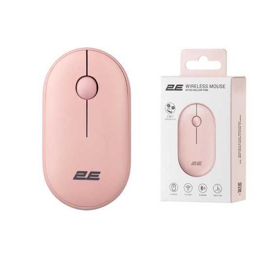 2E MF300 Silent — безшумна миша (WL/BT), рожева