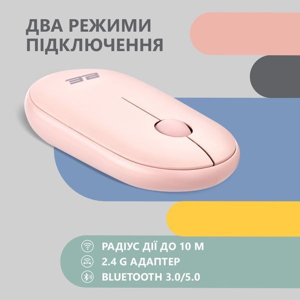 Мышка 2E MF300 Silent WL BT Mallow pink 2E-MF300WPN фото