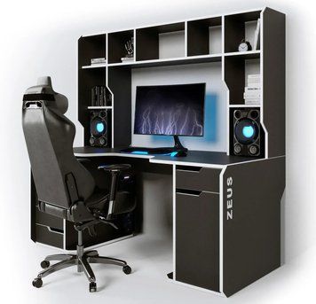 Геймерский стол ZEUS-Game Viking-4S (1600x850/800 мм) черно-белый Vi-4SB фото