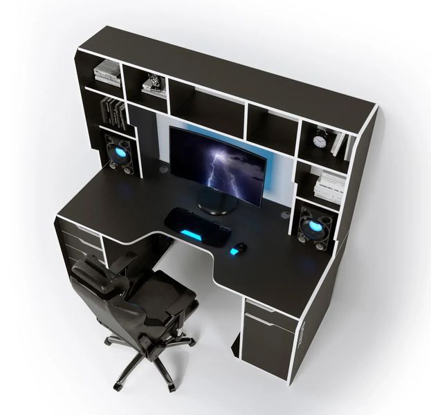 Геймерский стол ZEUS-Game Viking-4S (1600x850/800 мм) черно-белый Vi-4SB фото