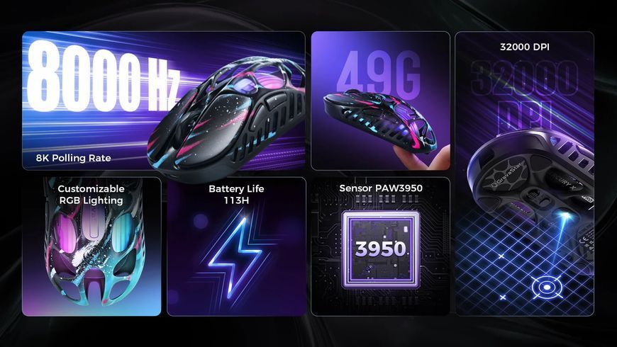 Миша GravaStar Mercury X Pro, 8K, BT/WL/USB-A, RGB, Neon Graffiti GS_X_PRO_CG_BLK фото