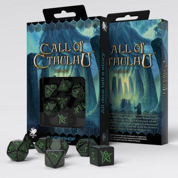 Набор кубиков Call of Cthulhu Black & green Dice Set (7) SCTH02 фото