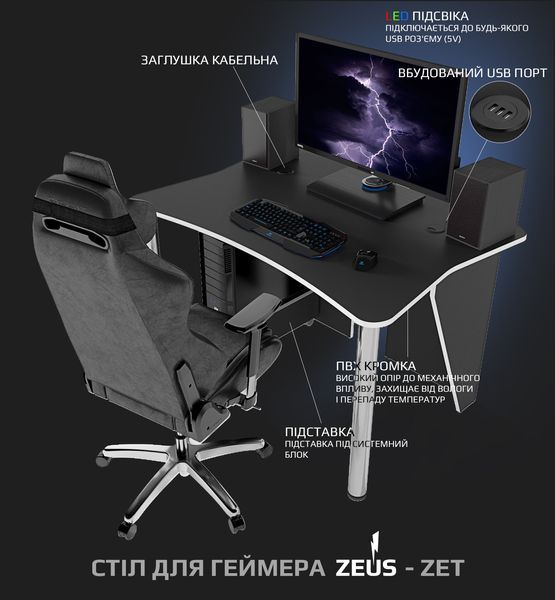 Геймерский стол ZEUS-Game VARVAR-2S R-400 ALT-3 фото