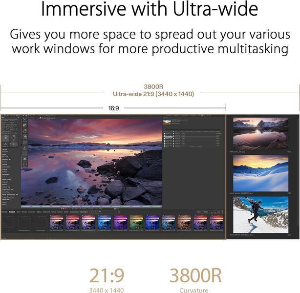 Монітор Asus ProArt PA34VCNV 34.1&Prime; (IPS, 3440&times;1440, 21:9, вигнутий, USB-C, HDR10) 90LM04A0-B02370 фото