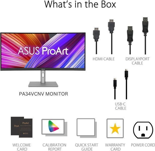 Монітор Asus ProArt PA34VCNV 34.1&Prime; (IPS, 3440&times;1440, 21:9, вигнутий, USB-C, HDR10) 90LM04A0-B02370 фото